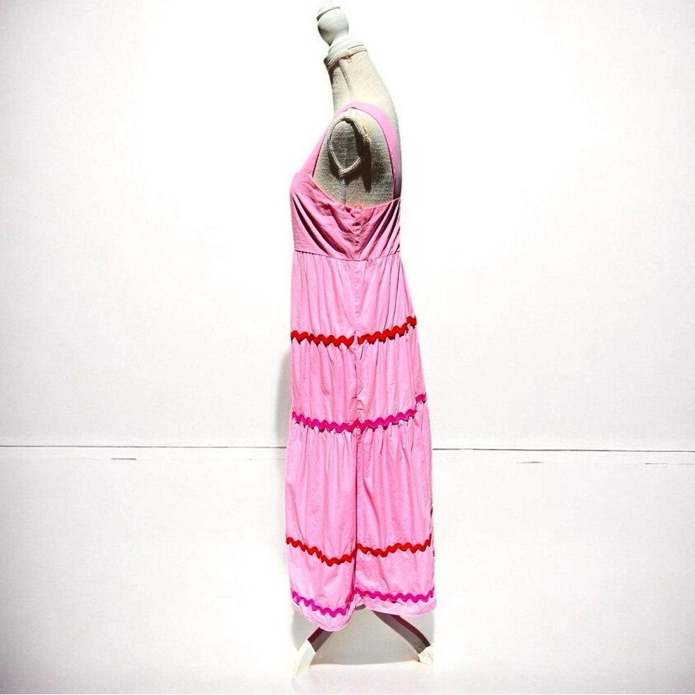 🌻Day + Moon Pink Ric Rac Embroidered Midi Length Dress Size Large - Picture 7 of 11